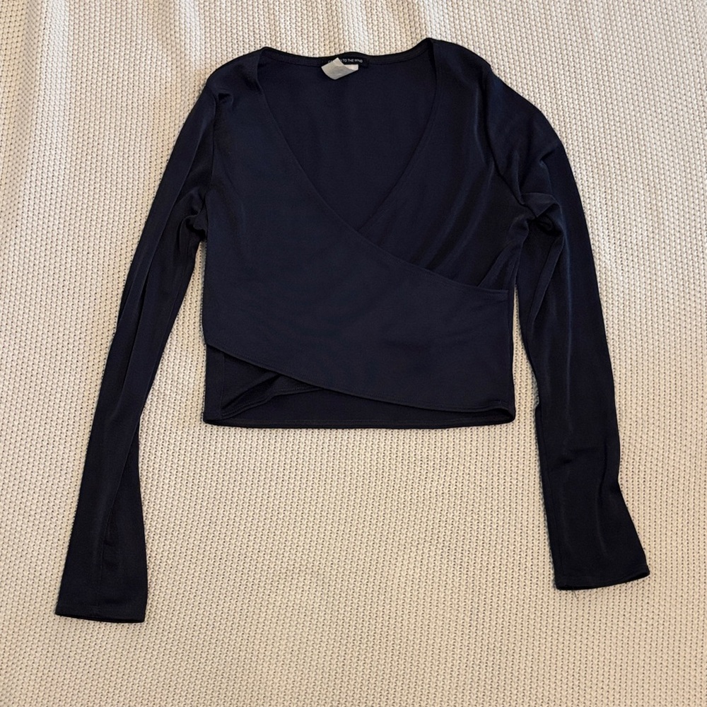 Elegant Navy Blue Wrap Top